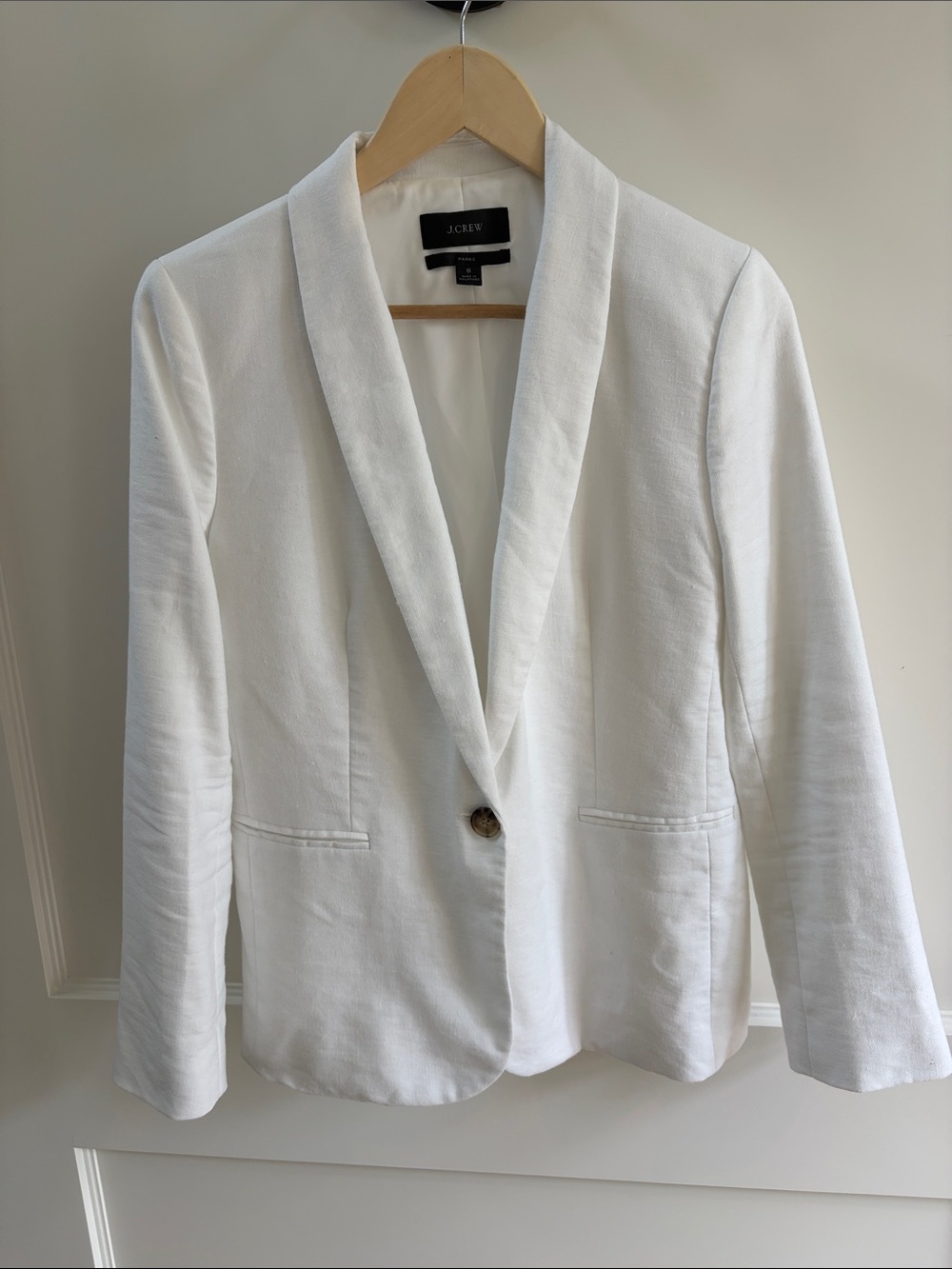 J. Crew White Linen-Blend Shawl Lapel Blazer